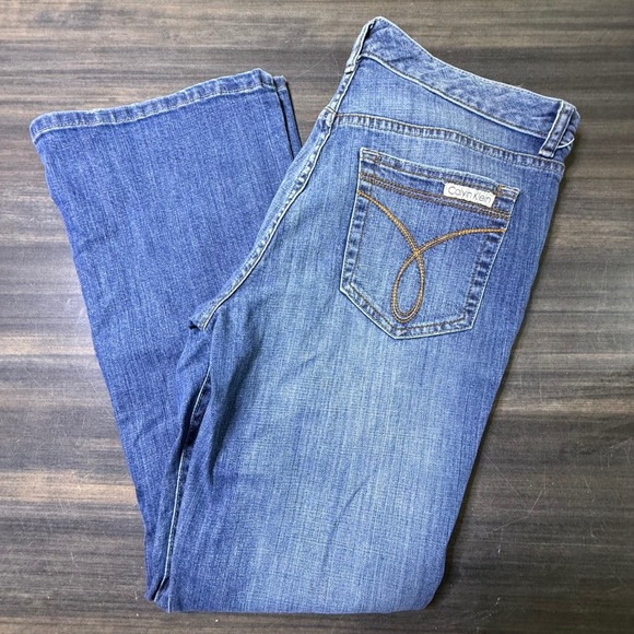 Calvin Klein Jeans Women's Blue Denim Bootcut Pants Size 14 - Picture 3 of 5
